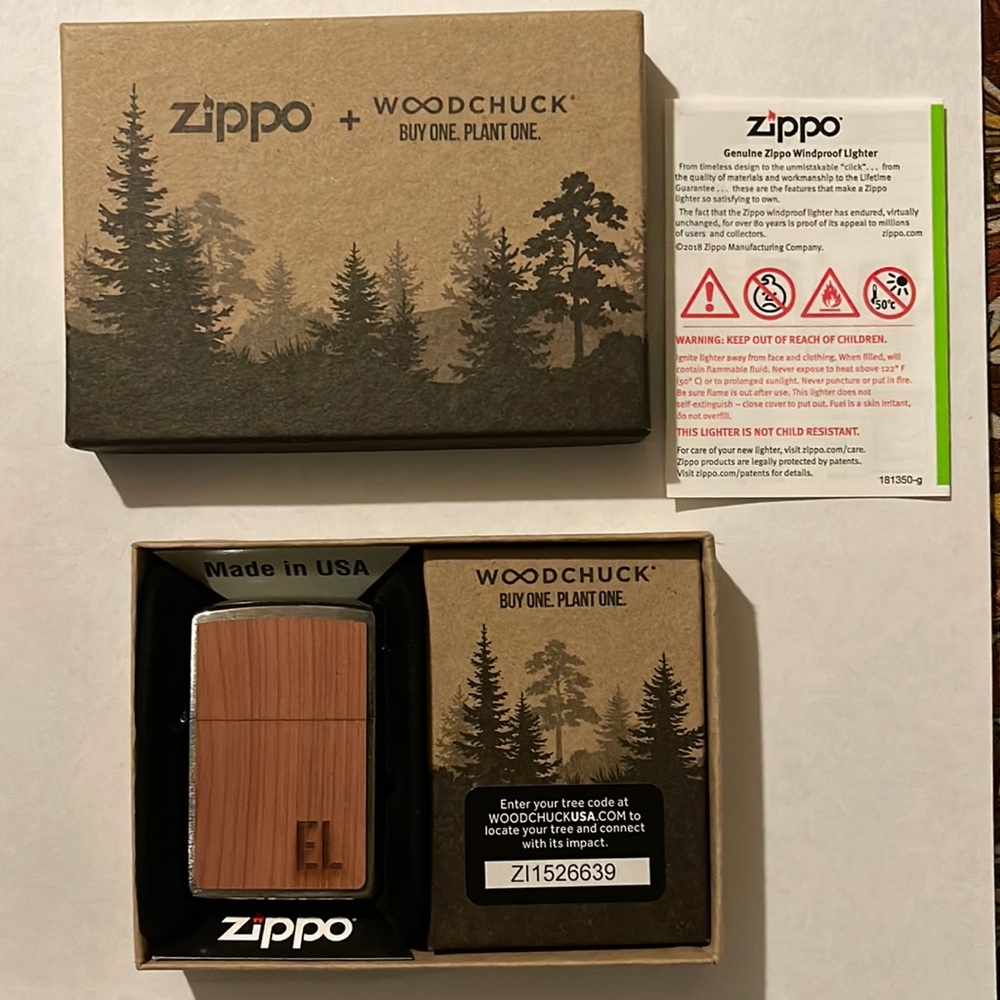 Zippo woodchuck buy one plant one brand new lighter EL